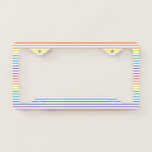 Outlined Rainbow Stripes License Plate Frame