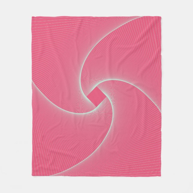 outlined square vortex in velvet pink fleece blanket (Front)