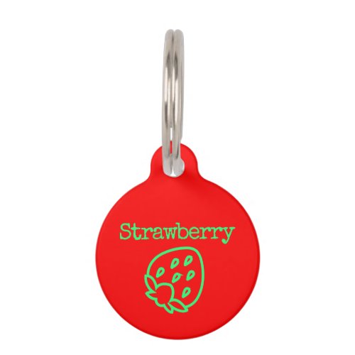 Outlined Strawberry Pet ID Tag