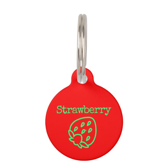 Outlined Strawberry Pet ID Tag