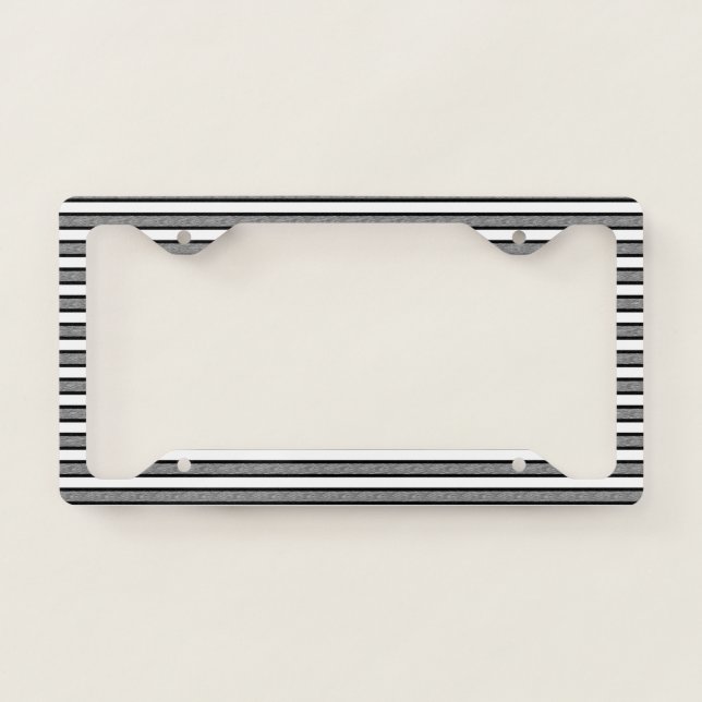 Outlined Stripes Black and Grey License Plate Frame (Front)
