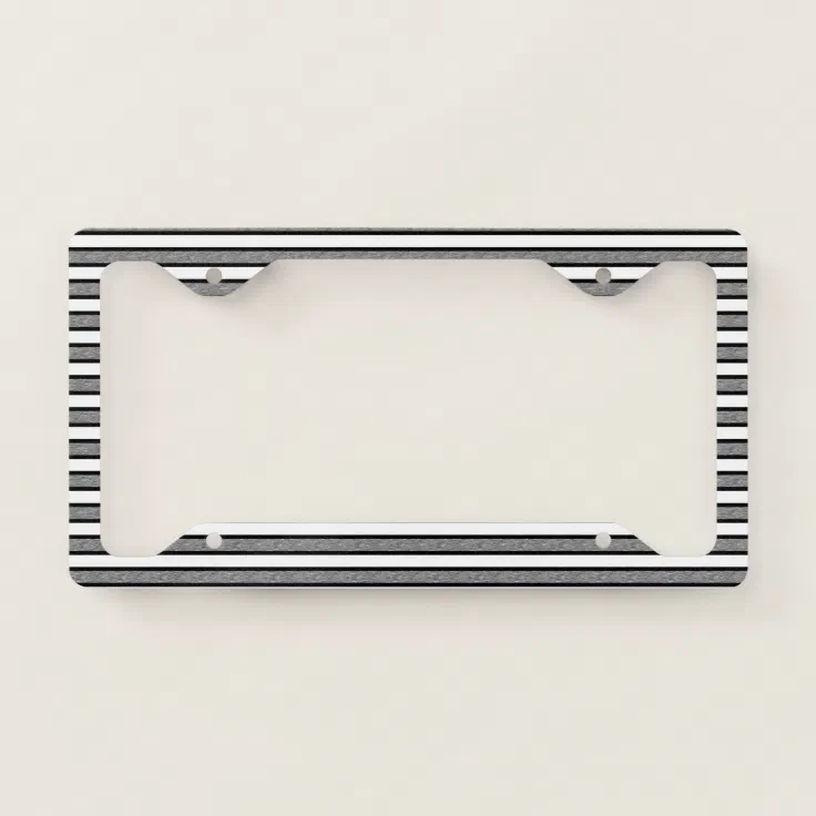 Outlined Stripes Black and Grey License Plate Frame Zazzle
