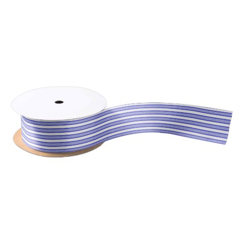 Outlined Stripes Blue Satin Ribbon