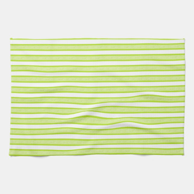 Outlined Stripes Lime Green Kitchen Towel (Horizontal)