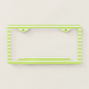 Outlined Stripes Lime Green License Plate Frame