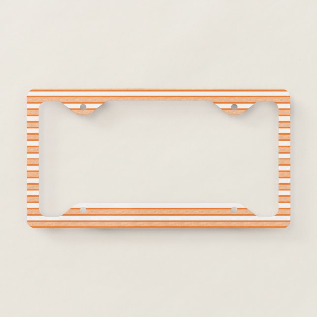 Outlined Stripes Orange License Plate Frame (Front)