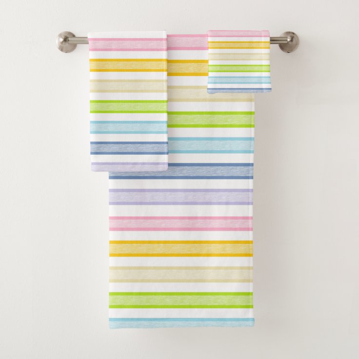 Outlined Stripes Pastel Rainbow Bath Towel Set Zazzle