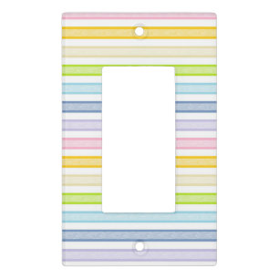 Outlined Stripes Pastel Rainbow Light Switch Cover
