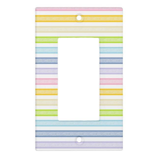 Outlined Stripes Pastel Rainbow Light Switch Cover (Front)