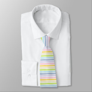 Outlined Stripes Pastel Rainbow Neck Tie