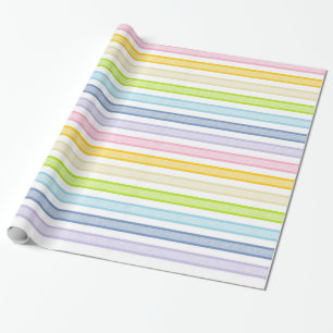 Outlined Stripes Pastel Rainbow Wrapping Paper