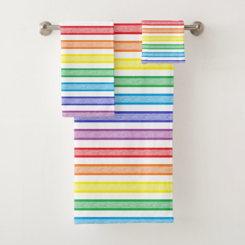 Outlined Stripes Rainbow Bath Towel Set