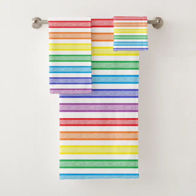 Outlined Stripes Rainbow Bath Towel Set Zazzle