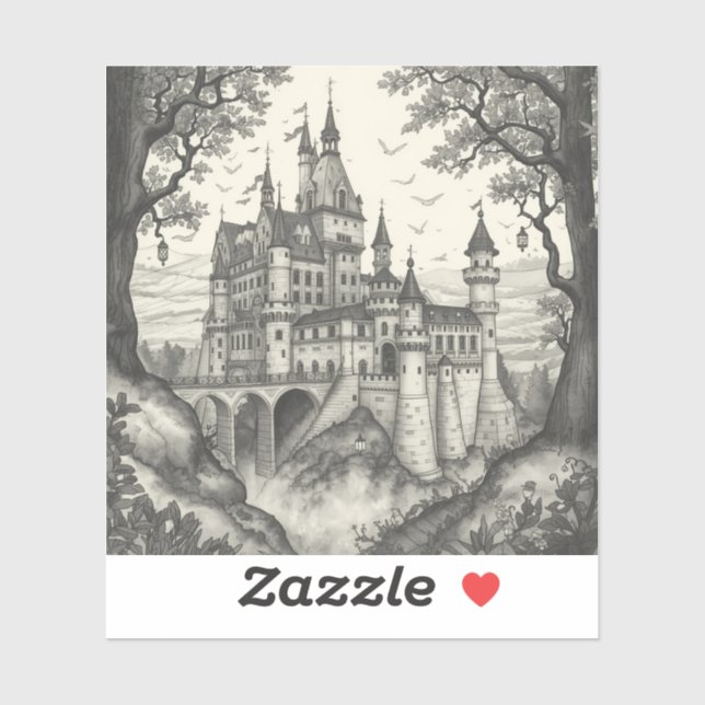 outlines of fairy tale castles and enchanted lands sticker (Sheet)