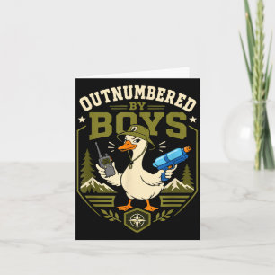 Outnumber by boys funny mom hiking camping duck card
