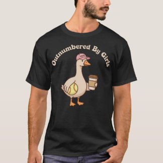 Outnumbered By Girls Goose Mom Softball Mother's T-Shirt