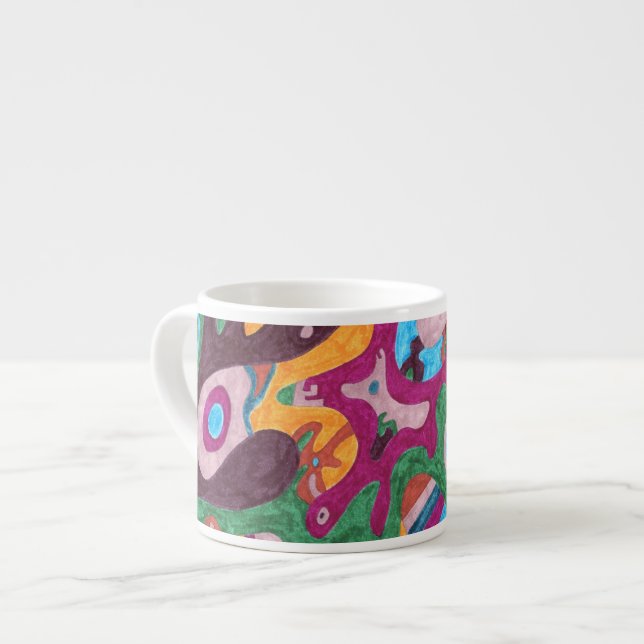 "Outpouring" Abstract Art Espresso Cup (Front Left)