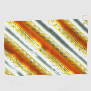 Outrageous abstract stripes in orange and gray golf towel