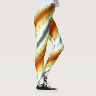 Outrageous abstract stripes in orange and gray leggings
