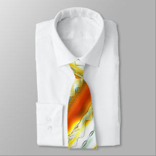 Outrageous abstract stripes in orange and gray     neck tie