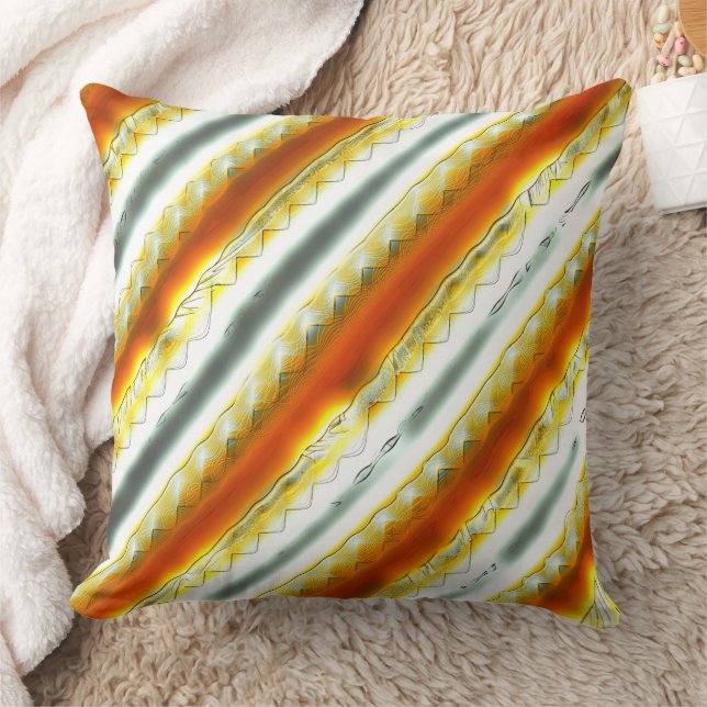 Outrageous abstract stripes in orange and gray     throw pillow (Blanket)