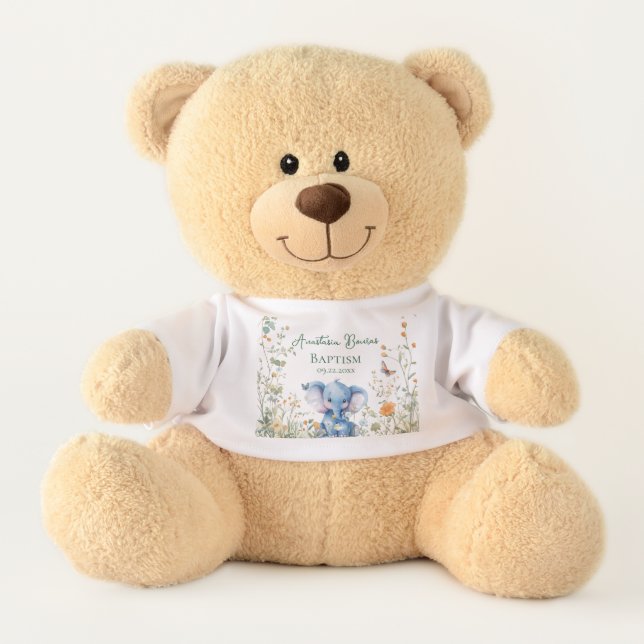 Outrageously Cute Baby Elephant Among Wildflowers  Teddy Bear (Front)