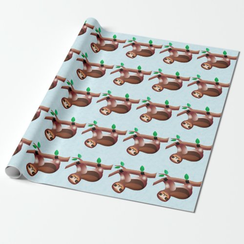 Outrageously Cute Sloth Hanging Out Wrapping Paper