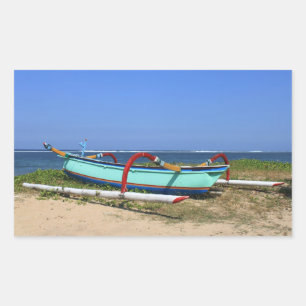 Outrigger boat rectangular sticker
