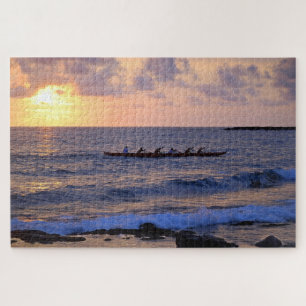 Outrigger Canoe at Sunset on the Big Island Hawaii Jigsaw Puzzle