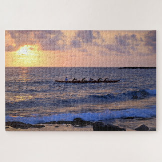 Outrigger Canoe at Sunset on the Big Island Hawaii Jigsaw Puzzle