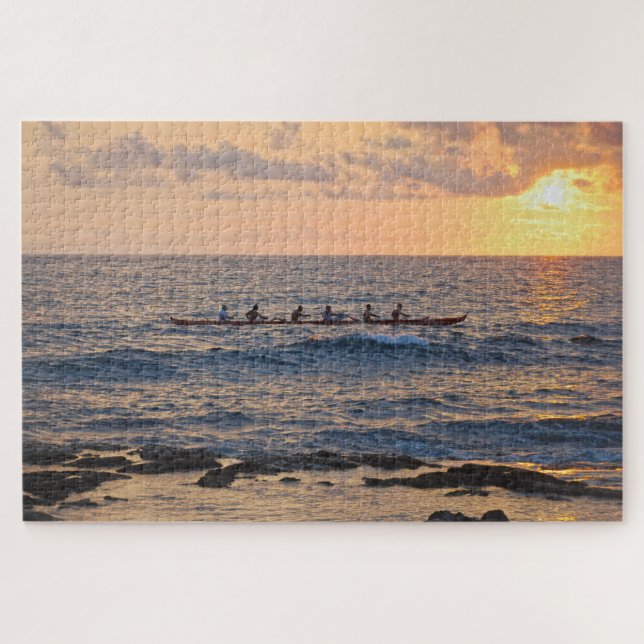 Outrigger Canoe at Sunset on the Big Island of Haw Jigsaw Puzzle (Horizontal)