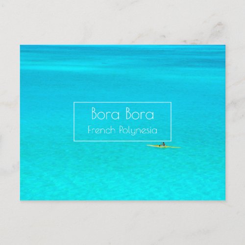 Outrigger canoe in Bora Bora blue lagoon Postcard
