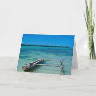 Outrigger Canoe In Shallow Ocean Card
