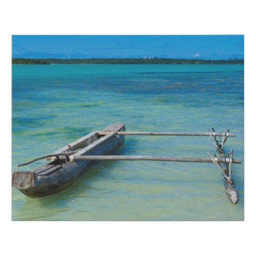 Outrigger Canoe In Shallow Ocean Faux Canvas Print