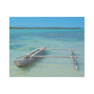Outrigger Canoe In Shallow Ocean Gallery Wrap
