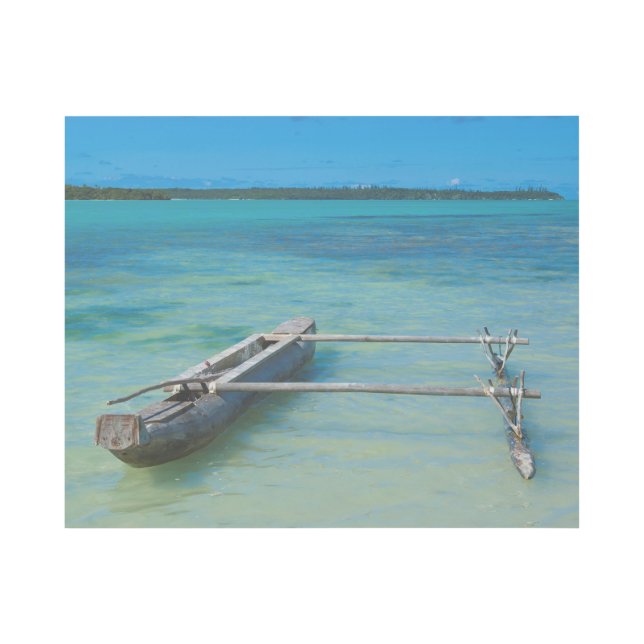 Outrigger Canoe In Shallow Ocean Gallery Wrap (Front)