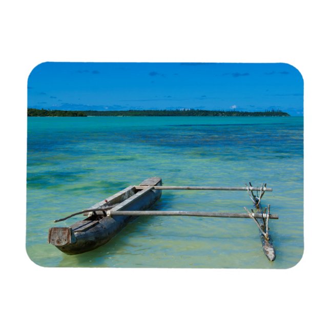 Outrigger Canoe In Shallow Ocean Magnet (Horizontal)