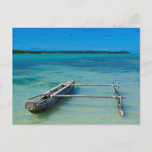 Outrigger Canoe In Shallow Ocean Postcard