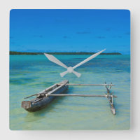 Outrigger Canoe In Shallow Ocean