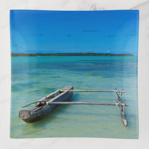 Outrigger Canoe In Shallow Ocean Trinket Tray
