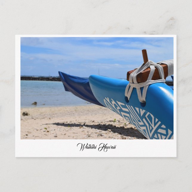 Outrigger Canoe on Waikiki Beach Hawaii Postcard. Holiday Postcard (Front)