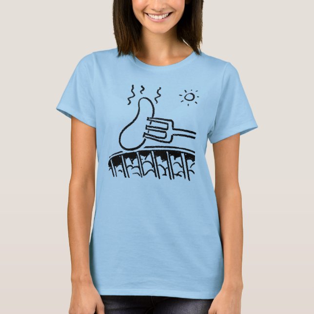 Outside Catering Barbecue Cartoon Illustration T-S T-Shirt (Front)