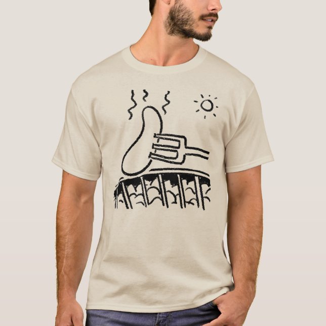 Outside Catering Barbecue Cartoon Illustration T-Shirt (Front)