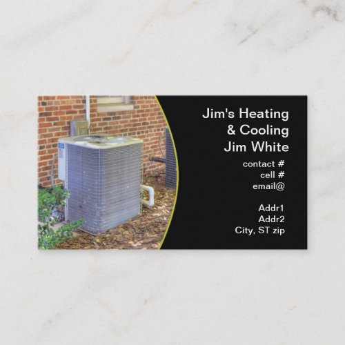 outside heat pump brick wall business card