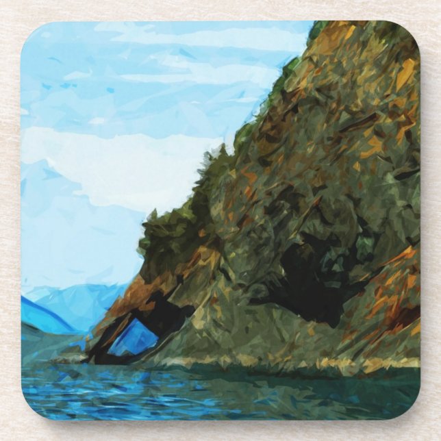 Outside the Bay of Seward Alaska Abstract Beverage Coaster (Front)