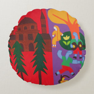 Outside the Mosque 2003 Round Pillow
