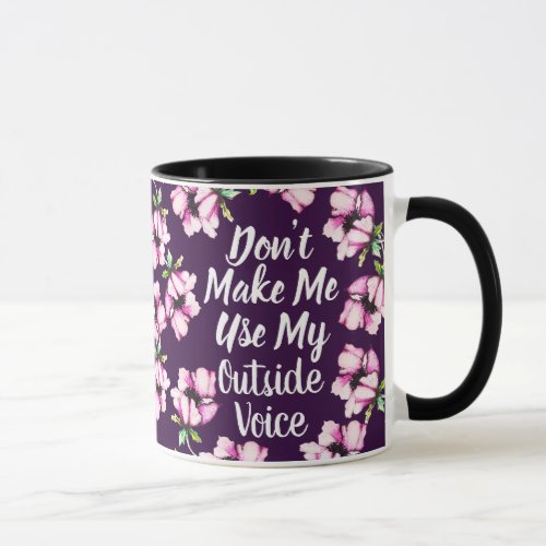 Outside Voice  Watercolor Purple Flowers Mug