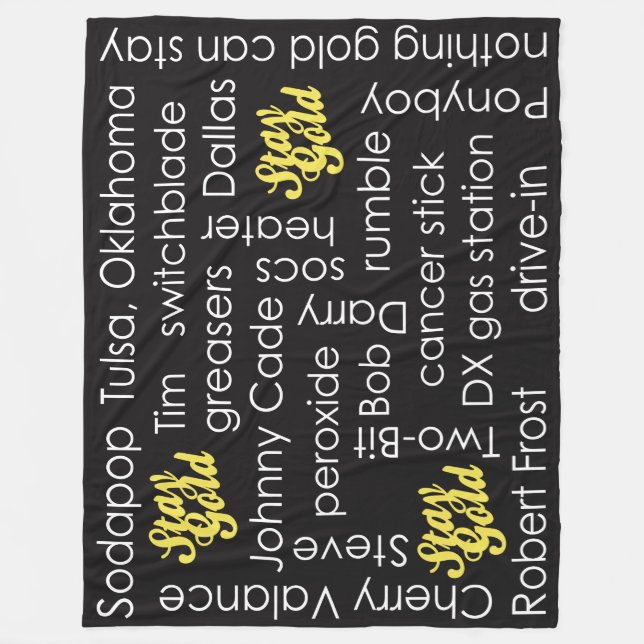 Outsiders Stay Gold Word Cloud Fleece Blanket (Front)