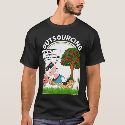 Outsourcing Milking Vegan Vegetarian Funny Cow gif T_Shirt