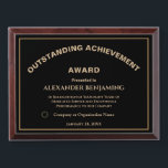Outstanding Achievement Business Recognition Gold Award Plaque<br><div class="desc">Outstanding Achievement Business Recognition Gold Award Plaque to recognize and award your employees at your company or organization. Replace with your information.  Great to give for Award ceremonies or just to thank your employees or volunteers for their service. Or give to someone just because.  Personalize it with your information.</div>